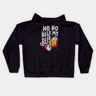 Ho Ho Hold My Beer - Funny Santa Claus Ugly Sweater Christmas Gift Kids Hoodie